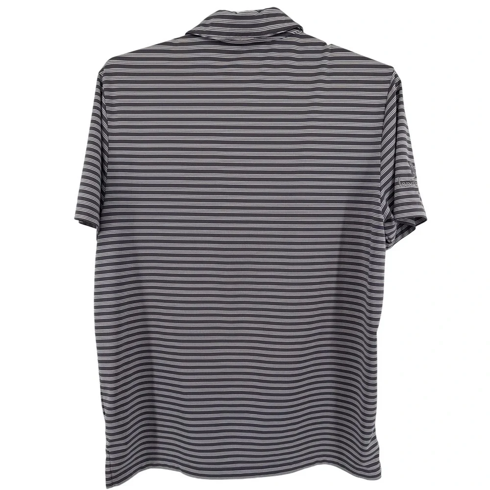 Adidas Golf Mens Large Polo Shirt Grey White Striped Innisbrook Short Sleeve L